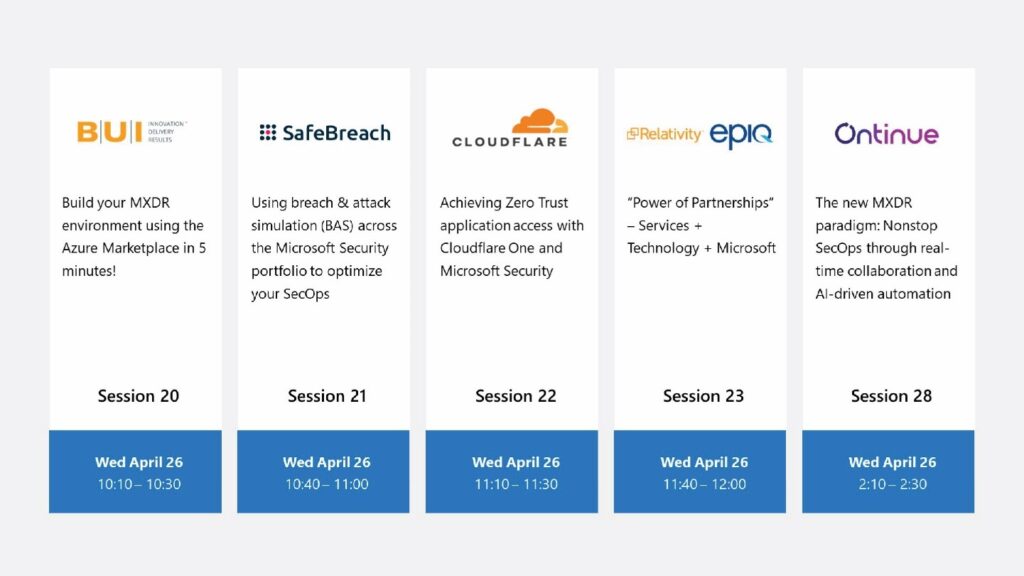 Graphic showing the schedule for MISA sessions during the 2023 RSA Conference.